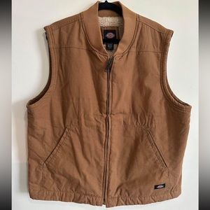 Dickies Stonewashed Duck Carpenter Fleece Lined Vest - Large